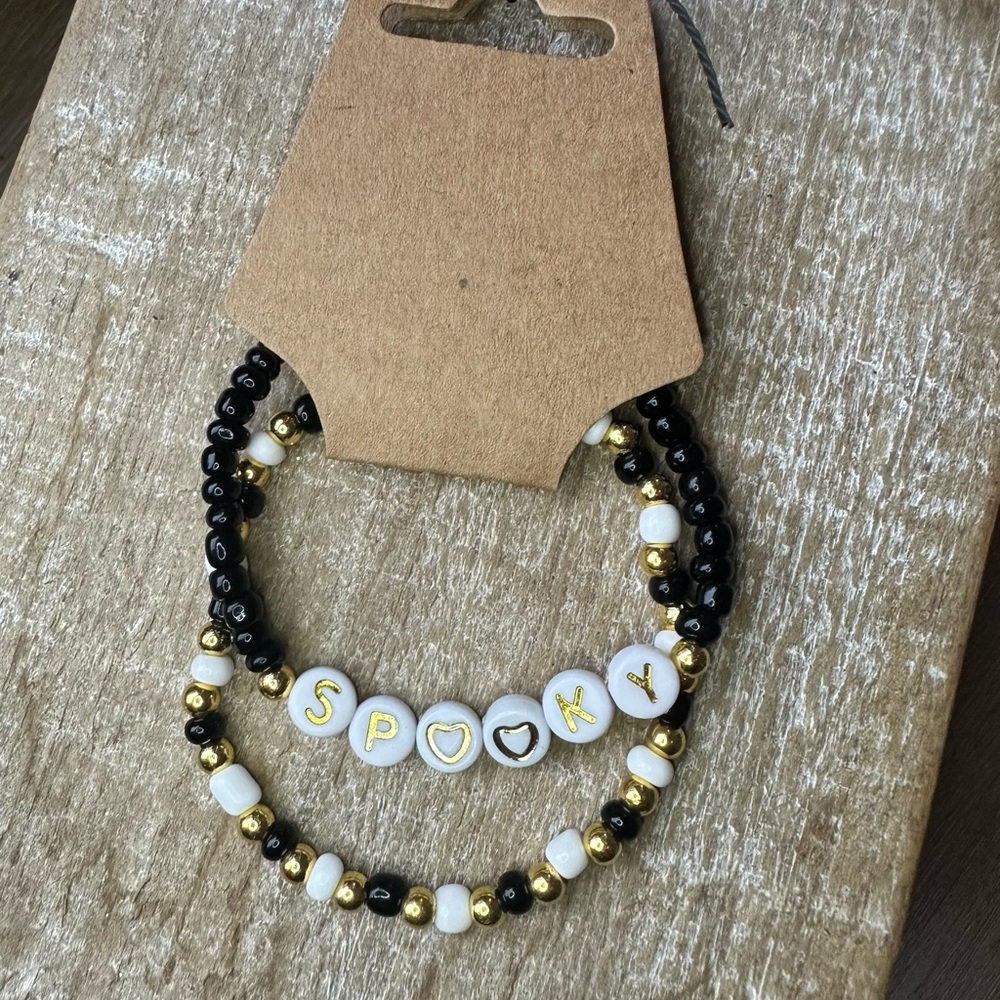 Handmade Beaded Halloween Bracelet set of 2